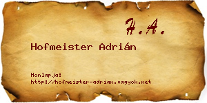 Hofmeister Adrián névjegykártya